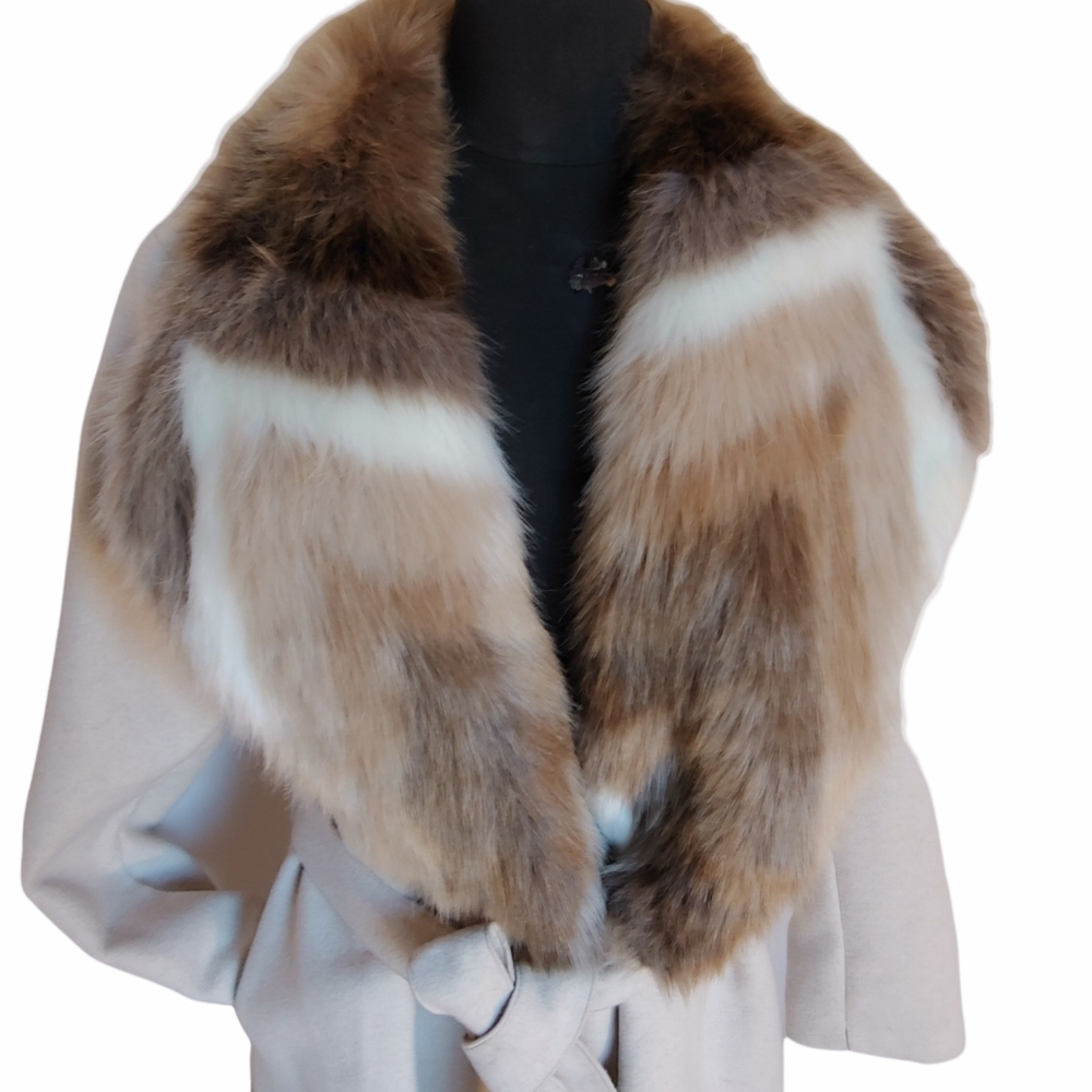 NWT Alfani Faux Fur Wool Blend Knee Length Coat